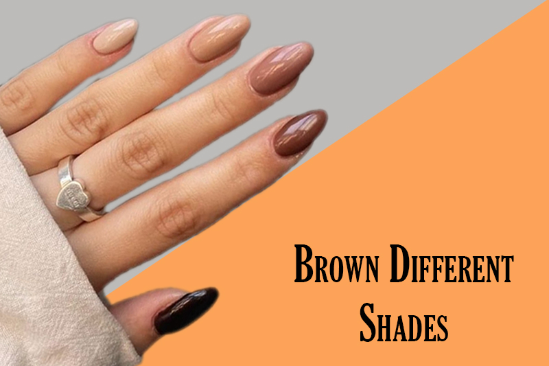 Long Brown Different Shades Sweater Nails