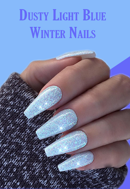 Dusty Light Blue Winter Nails
